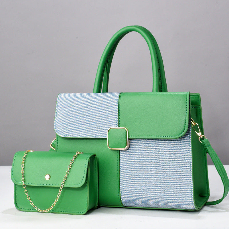 Fixed Large Capacity Contrast Color Embossed Fashion Handbags