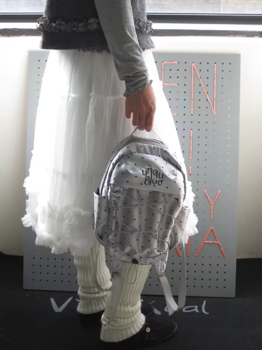 Women's Sweet Millennium Atmosphere Drawstring Polka Dot Sier Leisure Backpack