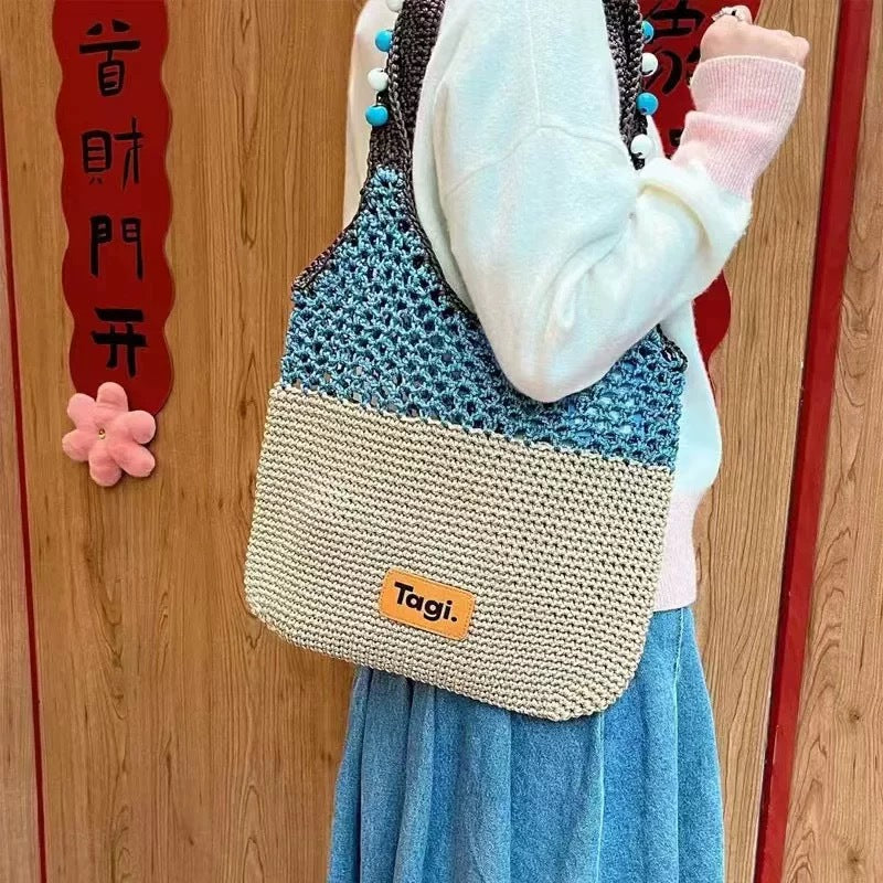Women's Fruit Handmade Beaded Portable Seaside Contrast Women's Shoulder Bag
