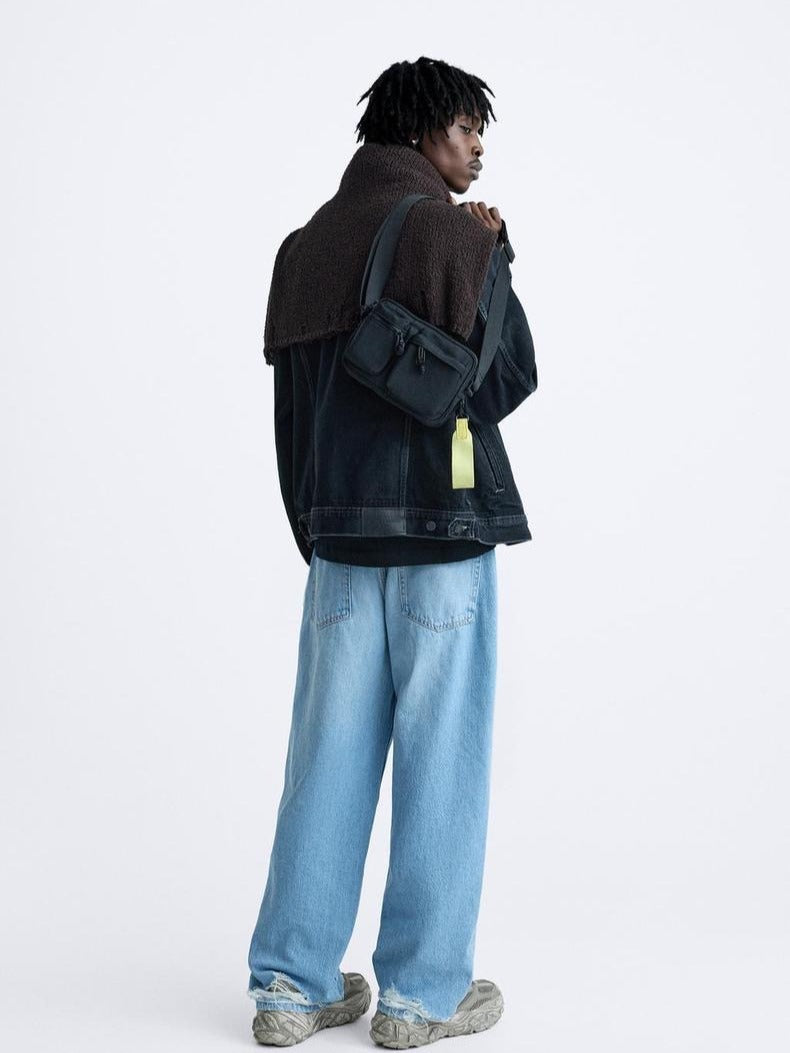 Men's Fashion Black Nylon Cloth Mini Commuter Bags
