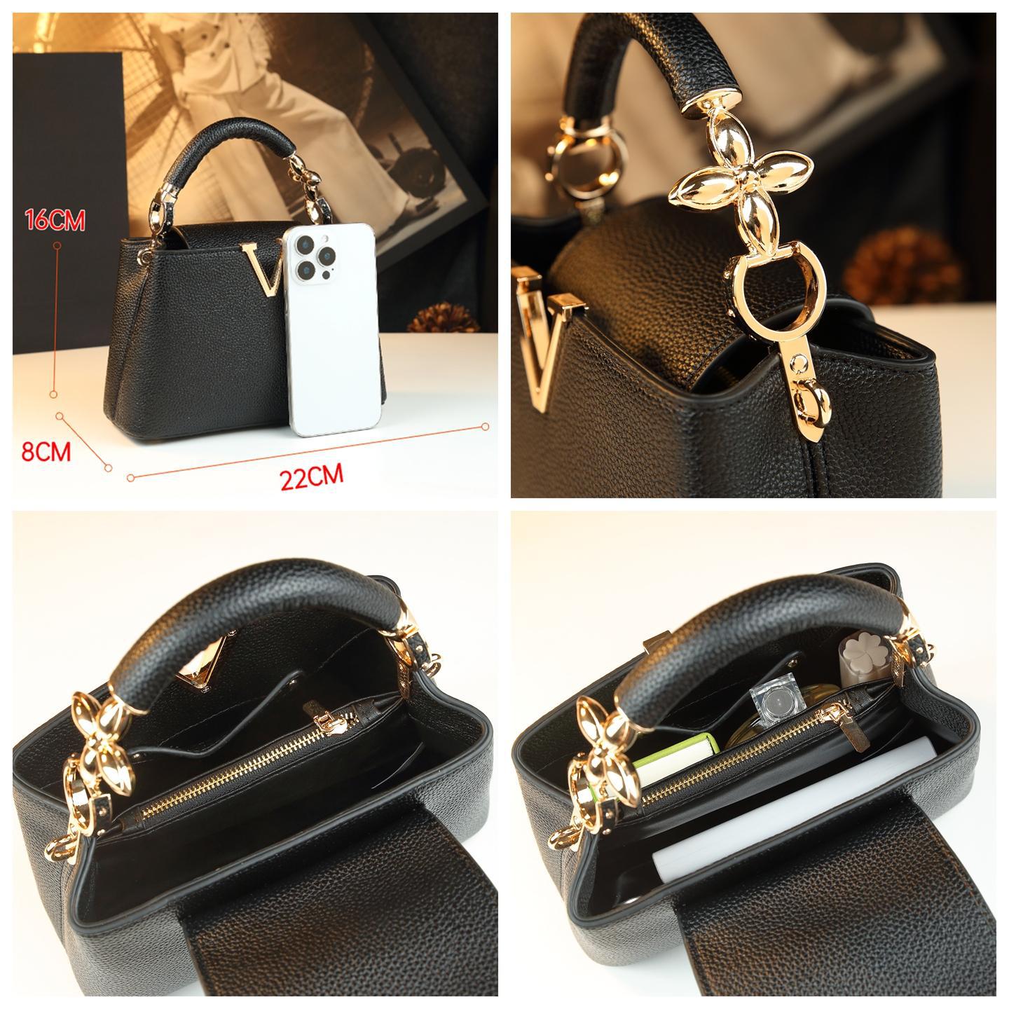 Women's Genuine Leather Soft Fashion Versatile Simple Bucket Bags