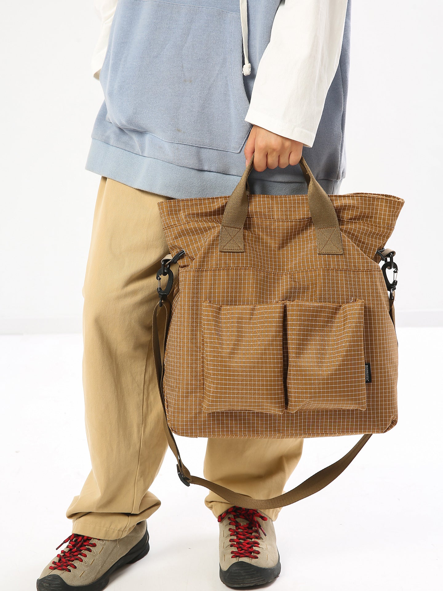 Women's & Men's Plaid Large Capacity Portable Commuter Motorcycle Tablet Bags