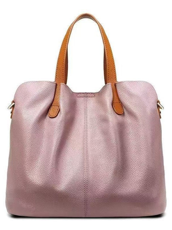 Women's Totes Contrast Color Soft Leather Niche Women's Shoulder Bag