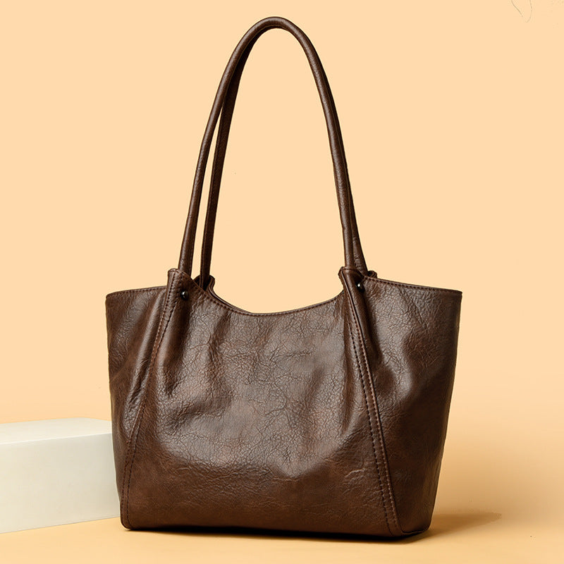 Women's Simple Commuter Large Capacity Fashion Underarm Genuine Tote Bags