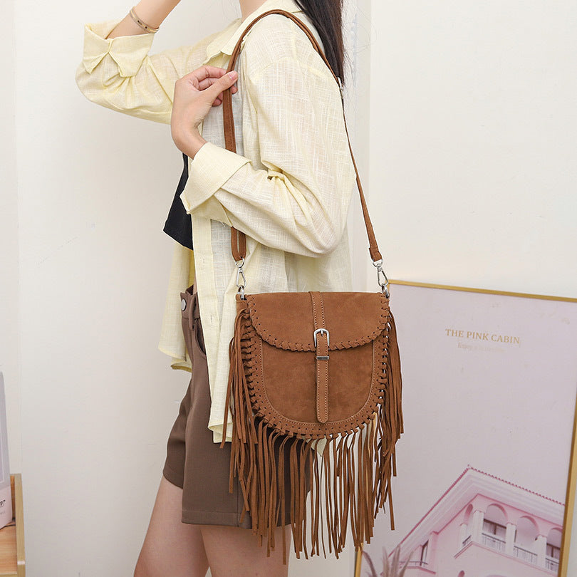 Women's Handmade Suede Saddle Retro Ethnic Style Women's Messenger Bag
