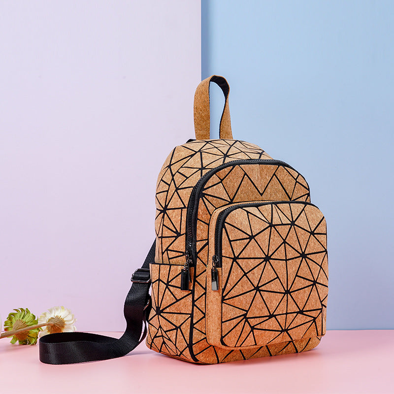 Bark Pure Natural Cork Style Geometric Large Backpacks