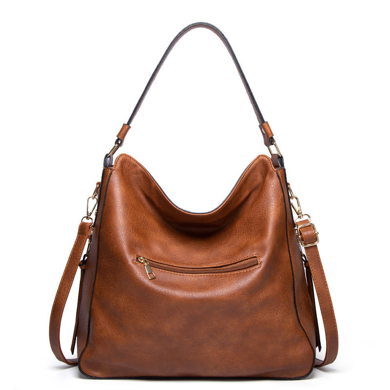 Women's Commute Design High-grade Versatile Large Capacity Oil Wax Women's Shoulder Bag