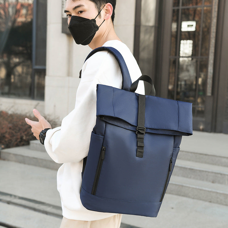 Men's Trendy Cool Curved Edge Business Large Leisure Backpack