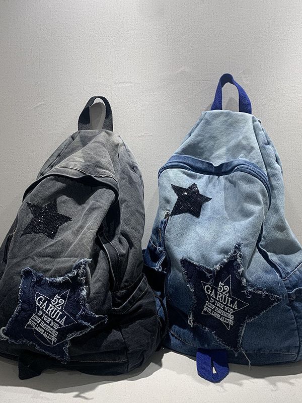 Gradient Denim College Large Capacity Lightweight Backpacks
