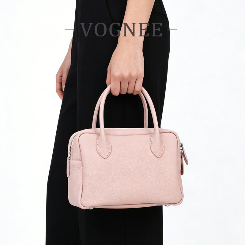 Women's Classic Fashion First Layer Cowhide Boston Women's Handbag