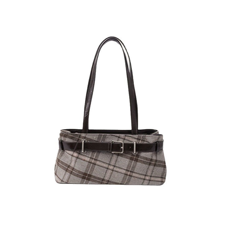 Women's Textured Plaid Vintage Chain Commuter Bags