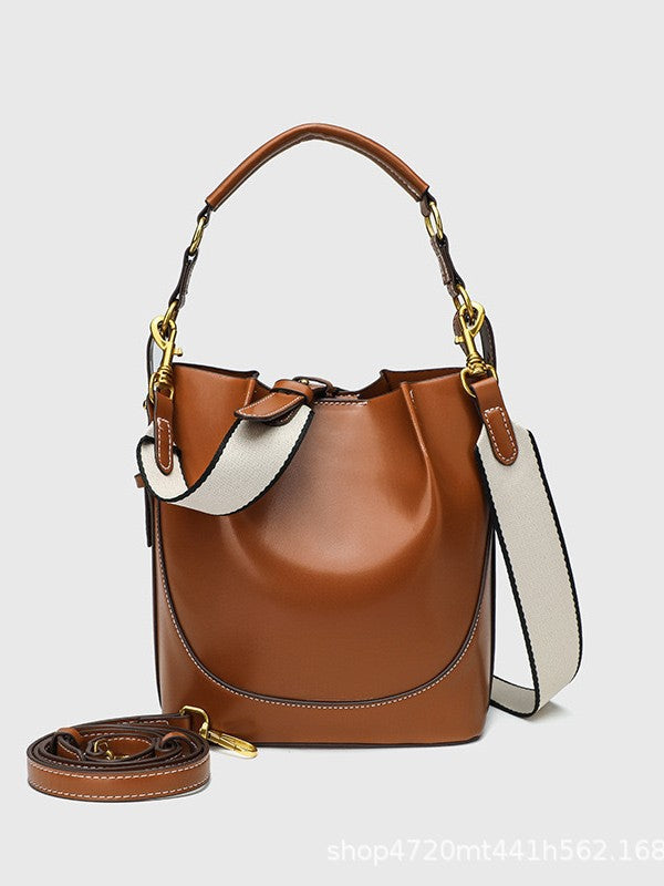Women's Black Animal Pattern Printed Portable Bucket Bags