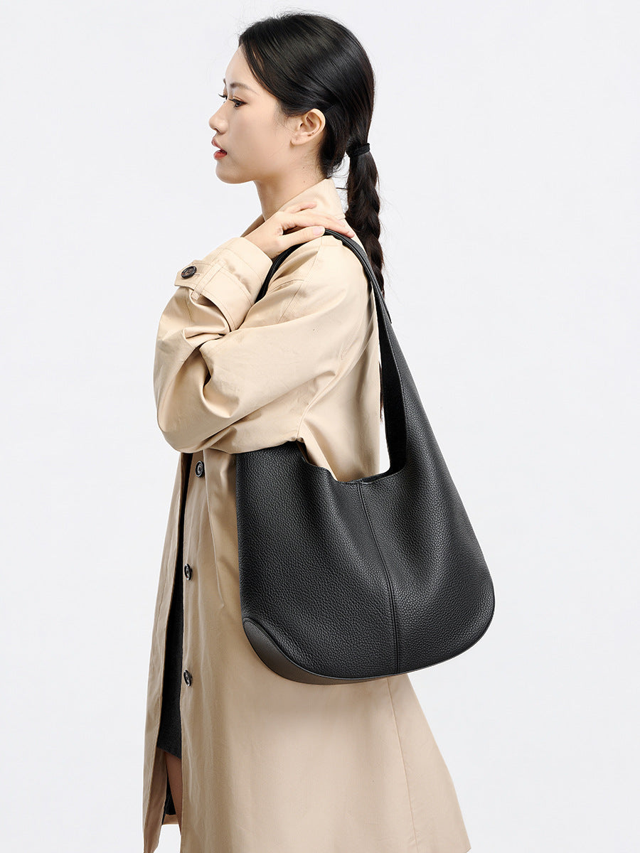 Women's Underarm Versatile Style First Layer Cowhide Commuter High-grade Tote Bag