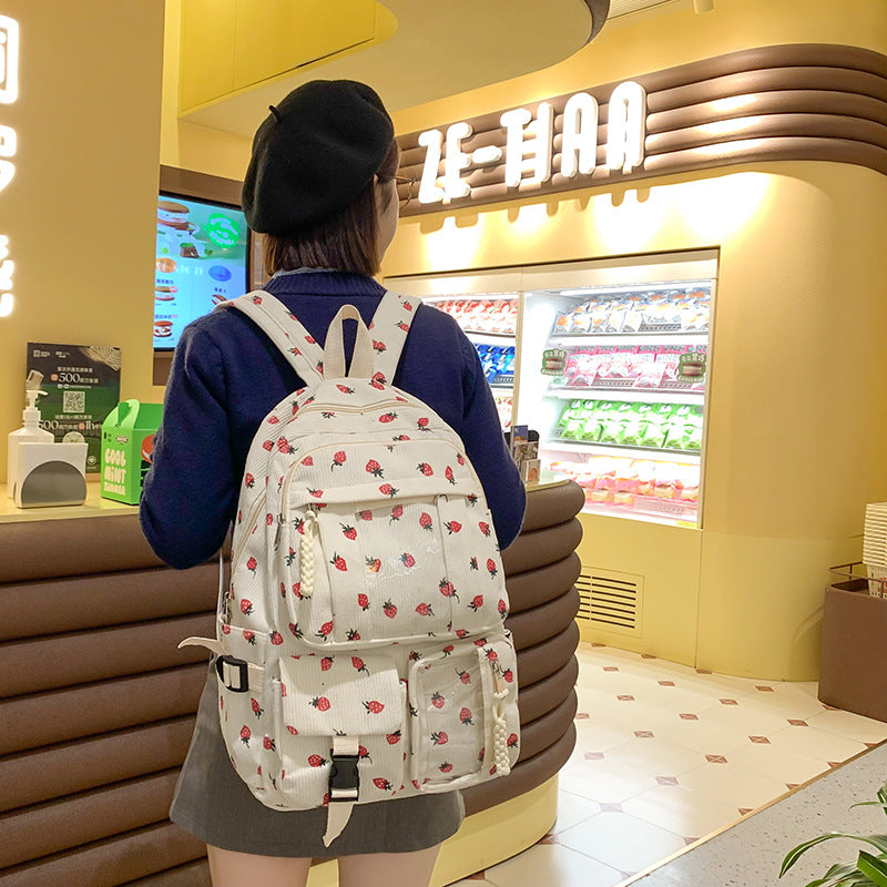Good-looking Female College Cute Strawberry Junior High Leisure Backpack