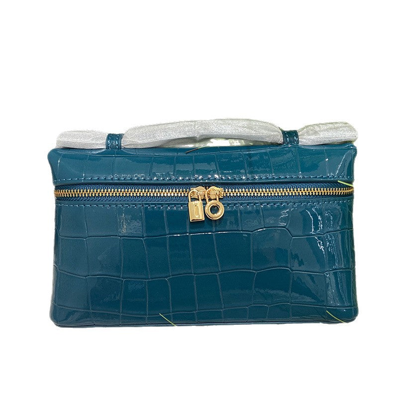 Women's Stone Pattern Lunch Box Genuine Leather Women's Messenger Bag