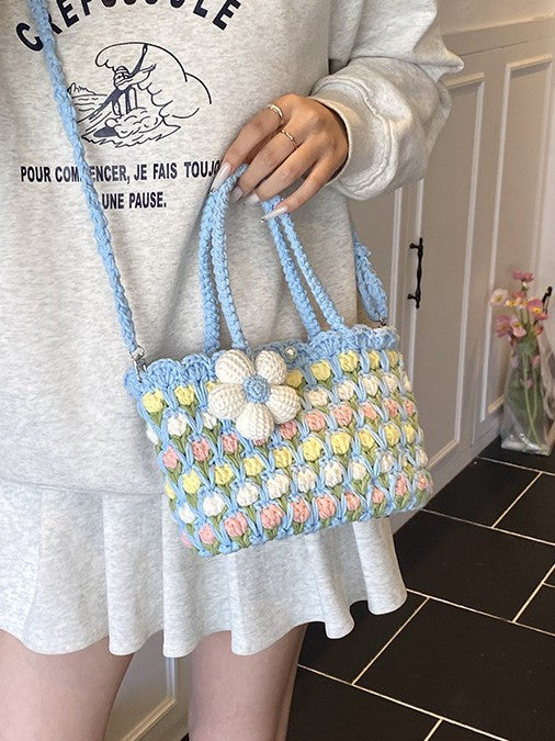 Women's Finished Tulip Hand-woven Sweet Hand Crocheted Summer High Bags