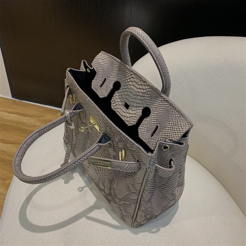 Women's Crocodile Pattern Platinum Oblique Large Capacity Women's Messenger Bag