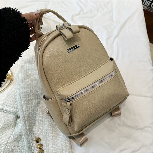 Women's Fashionable Simple Large Capacity Solid Color Korean Style High Texture Women's Backpack