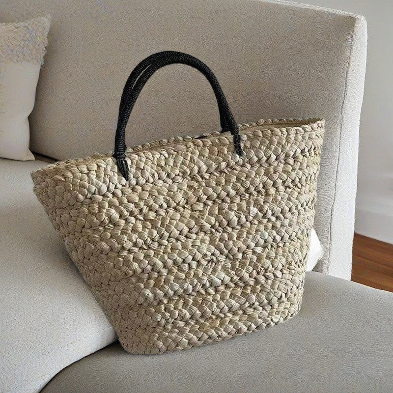 Women's Artistic Solid Color Straw Vacation Beach Large Women's Shoulder Bag