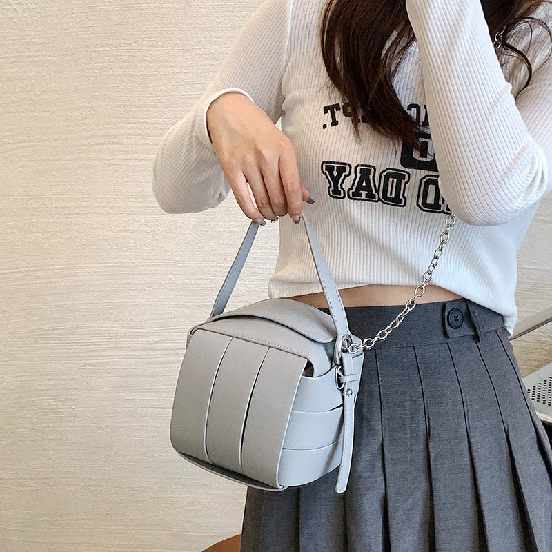 Women's Female Contrast Color Personality Commuter Simple Woven Women's Messenger Bag