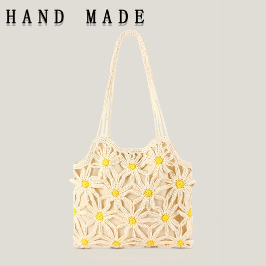Women's Cotton String Hollow Flower Seaside Holiday Daily Fashion Women's Shoulder Bag