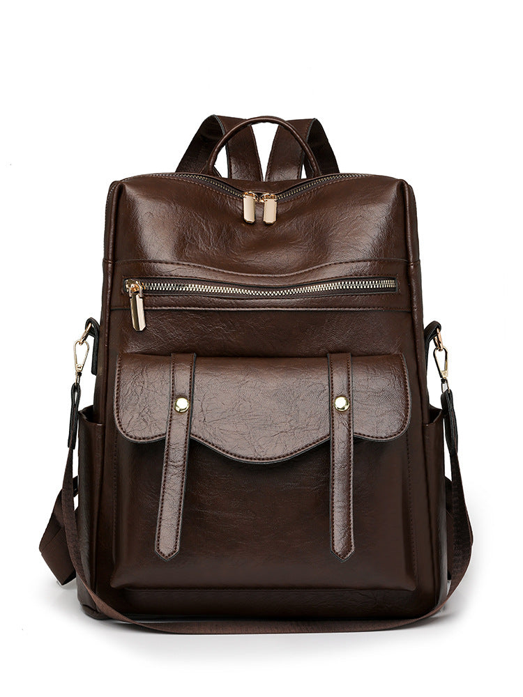 Women's Soft Leather Retro British Fashionable Women's Backpack