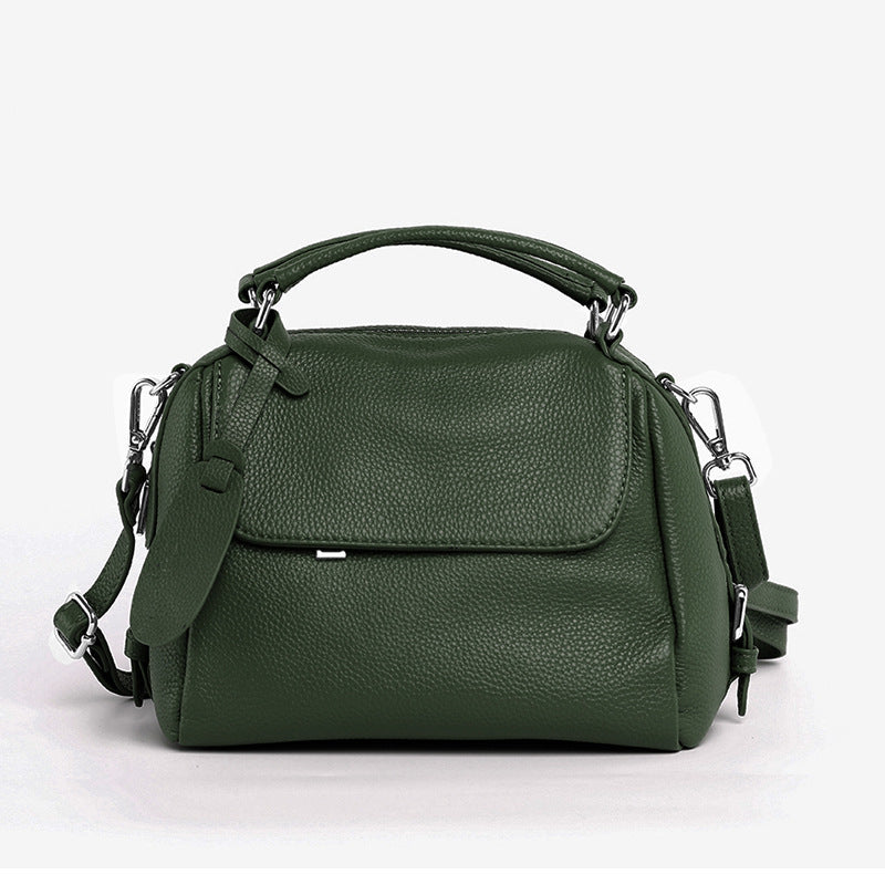 Women's Genuine Leather Portable Litchi Pattern First Layer Cowhide Bags