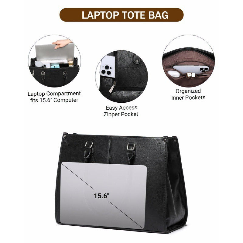 Casual Leather Lunch Portable Insulated Compartment Tote Bag