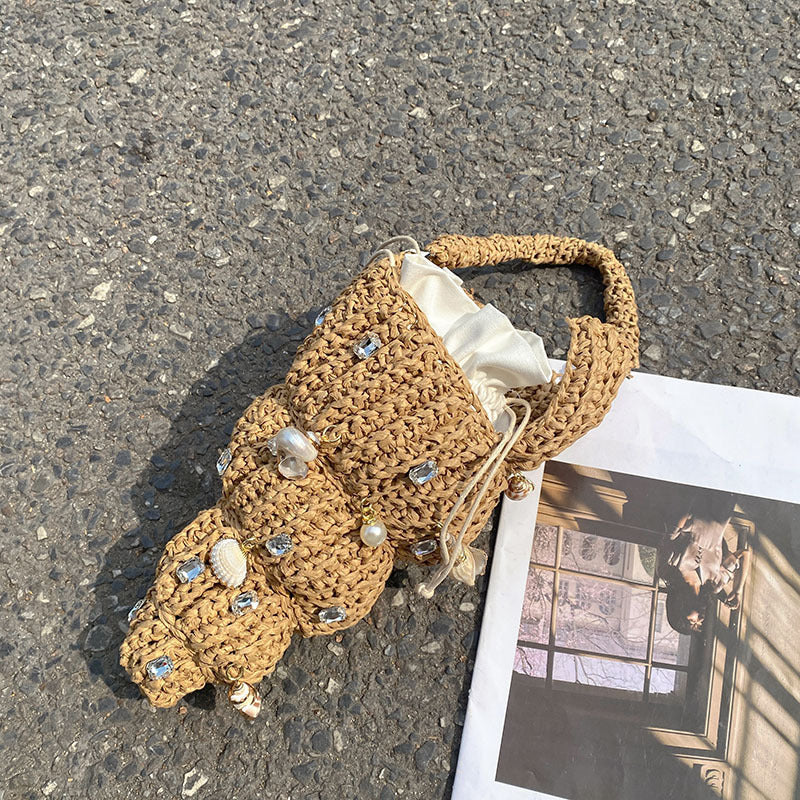 Women's Retro Gentle Cute Handmade Woven Pearl Shell Beach Style Women's Handbag