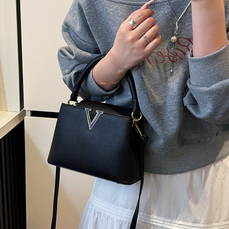 Women's Lychee Pattern Autumn Fashion Detachable Strap Shoulder Bags
