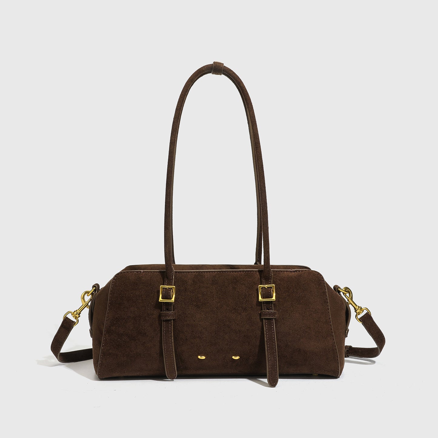 Women's Simple Suede Long Boston Bowling Portable Bags