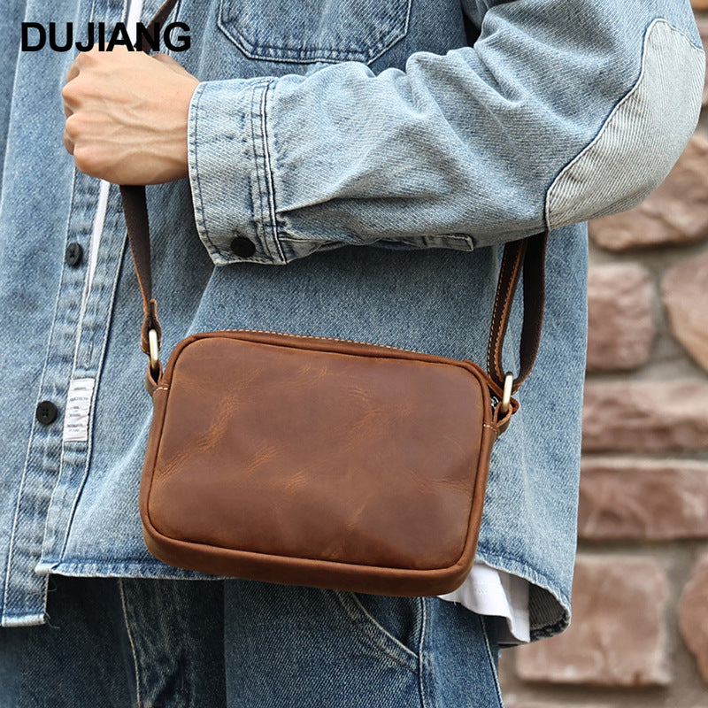 Women's & Men's Crazy Horse Leather Retro Neutral High-grade Men's Messenger Bag