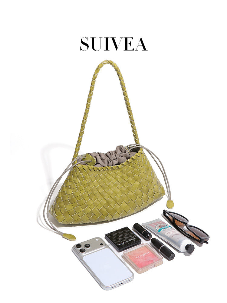 Women's Niche Underarm Woven Vegetable Basket Personality Bucket Bags