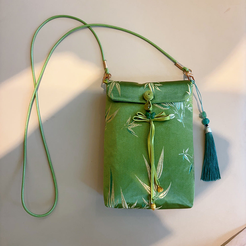 Chinese Style Brocade Embroidery Mobile For Women's Messenger Bag