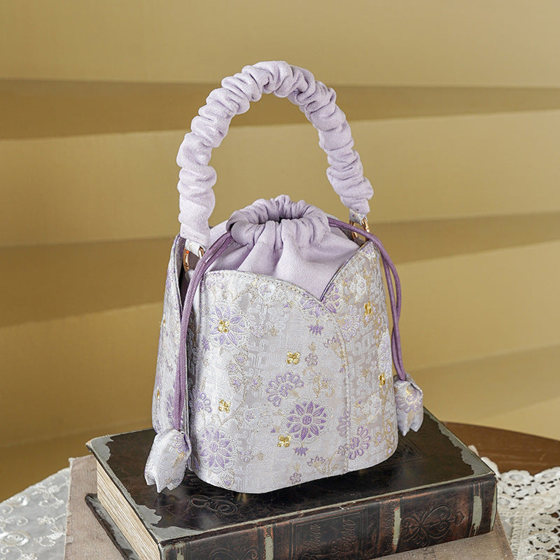 Smokey Violet Jacquard Brocade National Style Cheongsam Women's Handbag