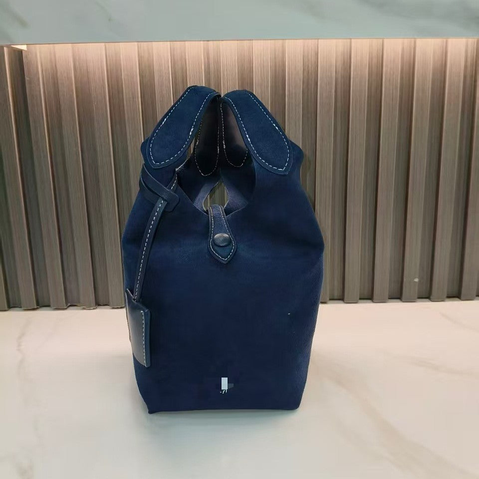 Pony Vegetable Basket Suede Hand Carrying Bucket Bag