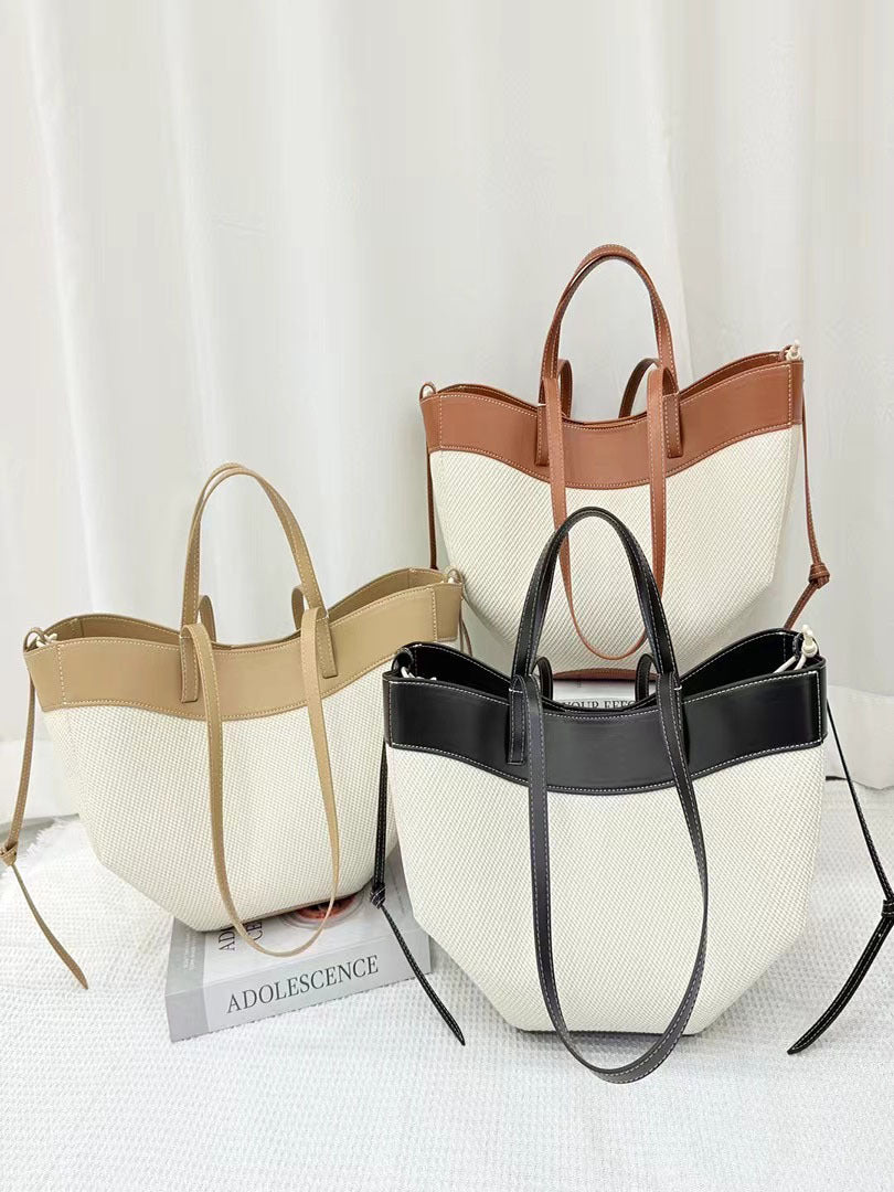 Beautiful Canvas Cowhide Large Capacity Fashion Women's Handbag