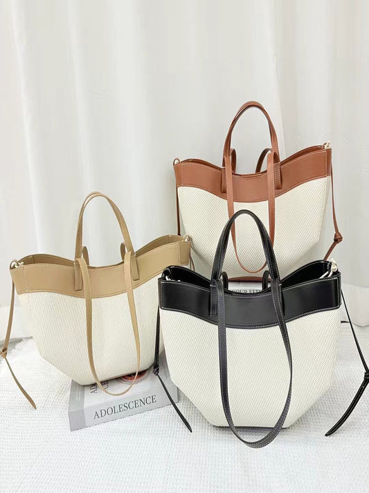 Beautiful Canvas Cowhide Large Capacity Fashion Women's Handbag