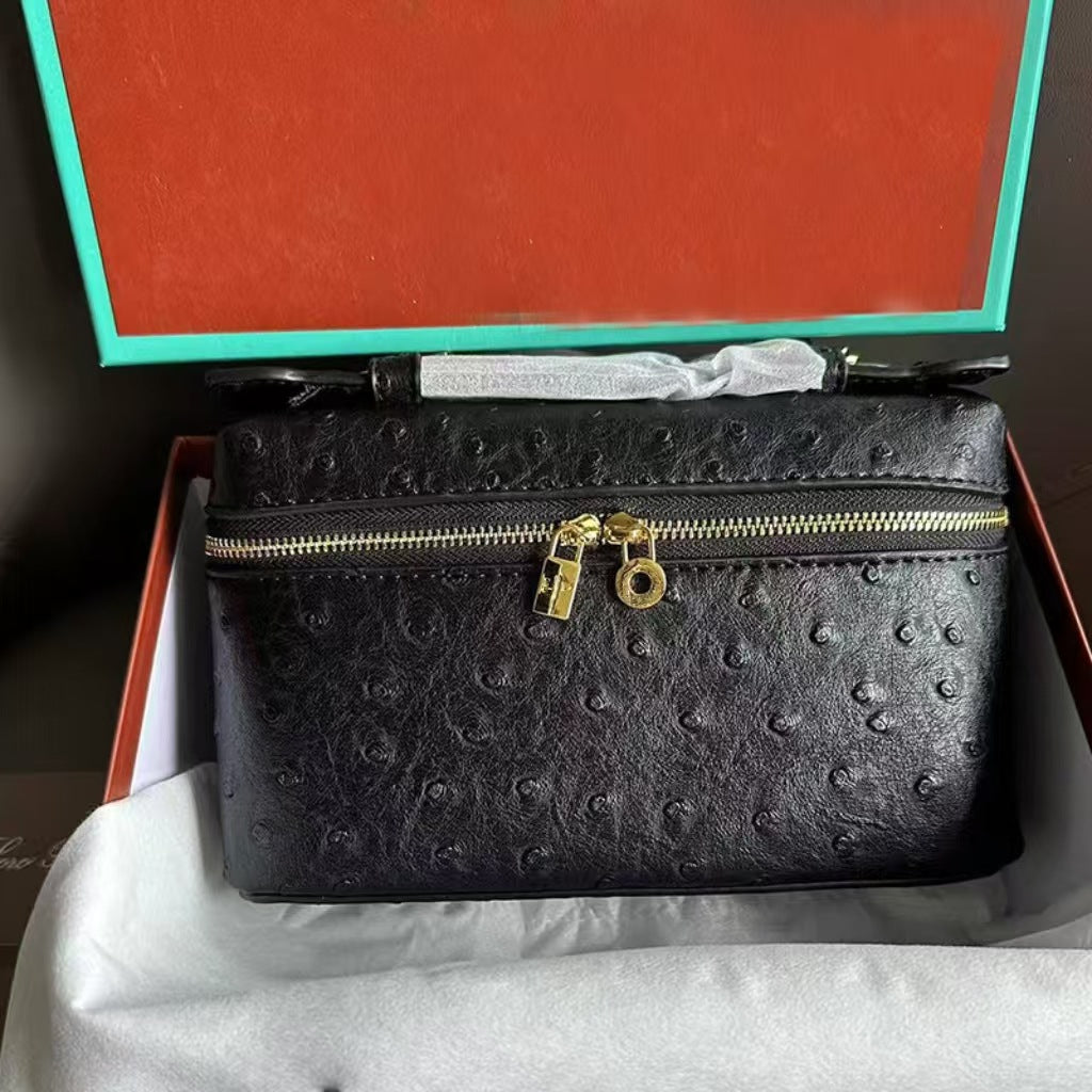 Outside Leather Ostrich Grain Cowhide Lunch Women's Handbag