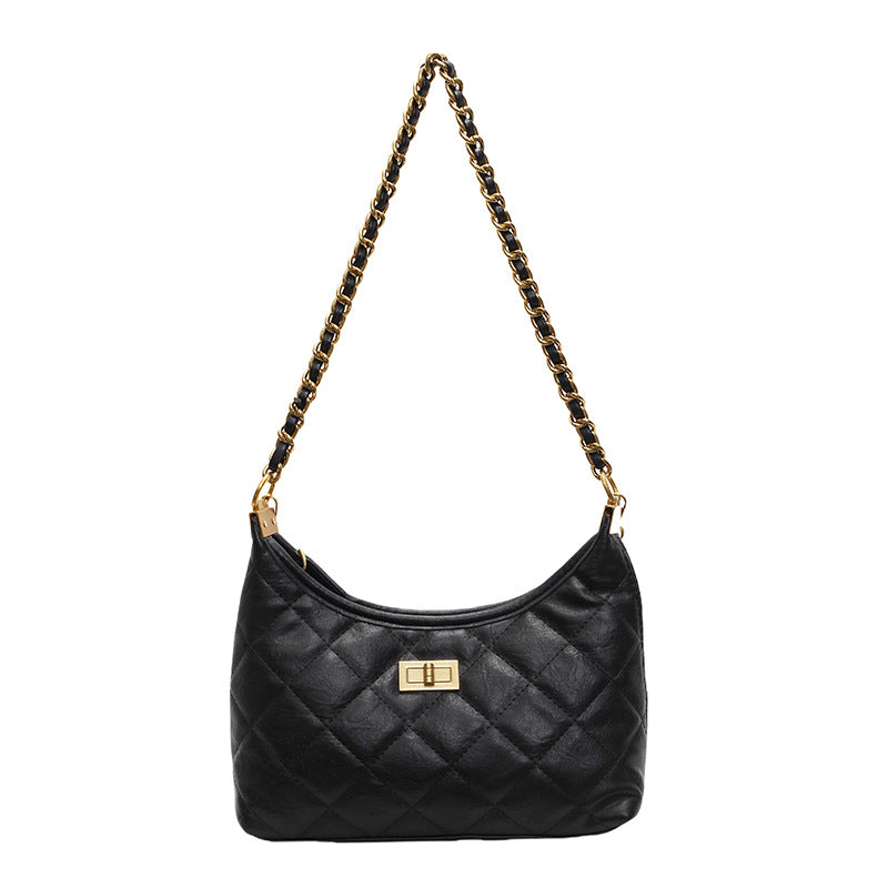 Women's Rhombic Embroidery Thread For Spring Korean Style Versatile Trendy Chain Women's Shoulder Bag