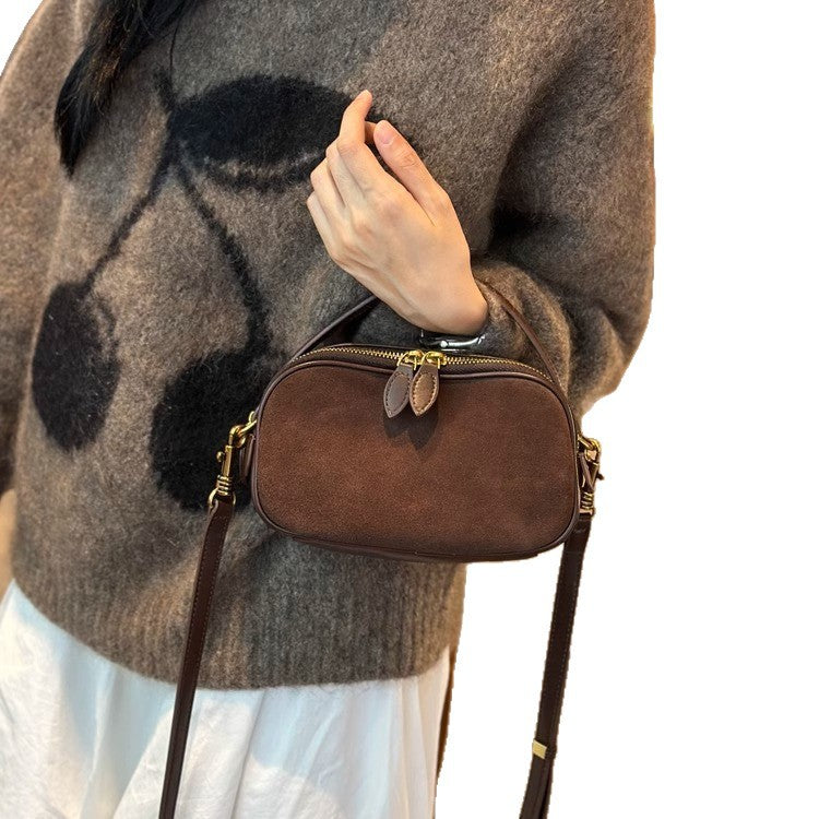 Women's Frosted Fluff Cowhide Lady's Elegant Commuter Fashion Women's Shoulder Bag