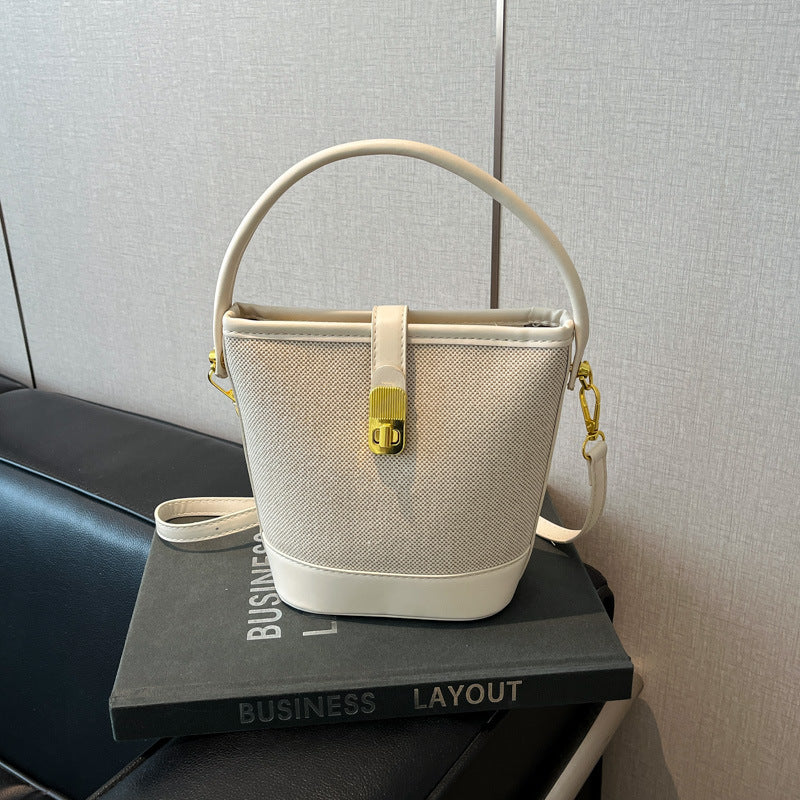 Women's Niche Retro High-grade Versatile Stitching Bucket Bag