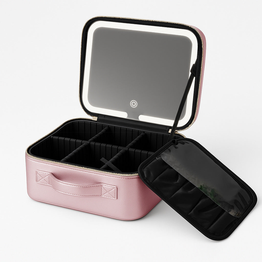 Box With Light Mirror Large Capacity High-grade Makeup Bag