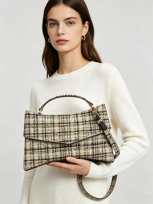Classy Woven Woolen Pearl Sequined Canvas Bags