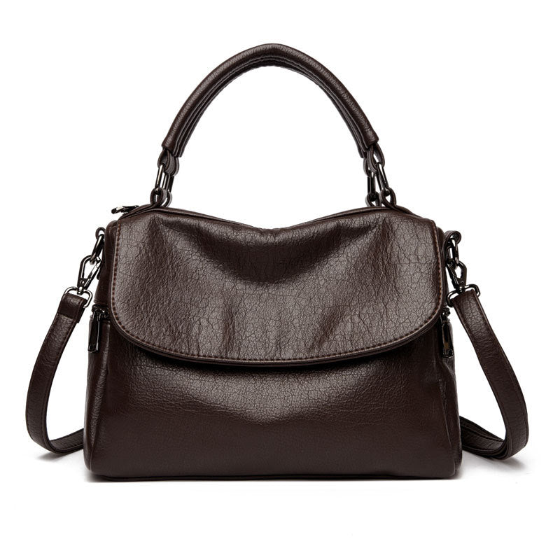 Women's Boston Fashionable Portable Soft Leather Large Women's Handbag