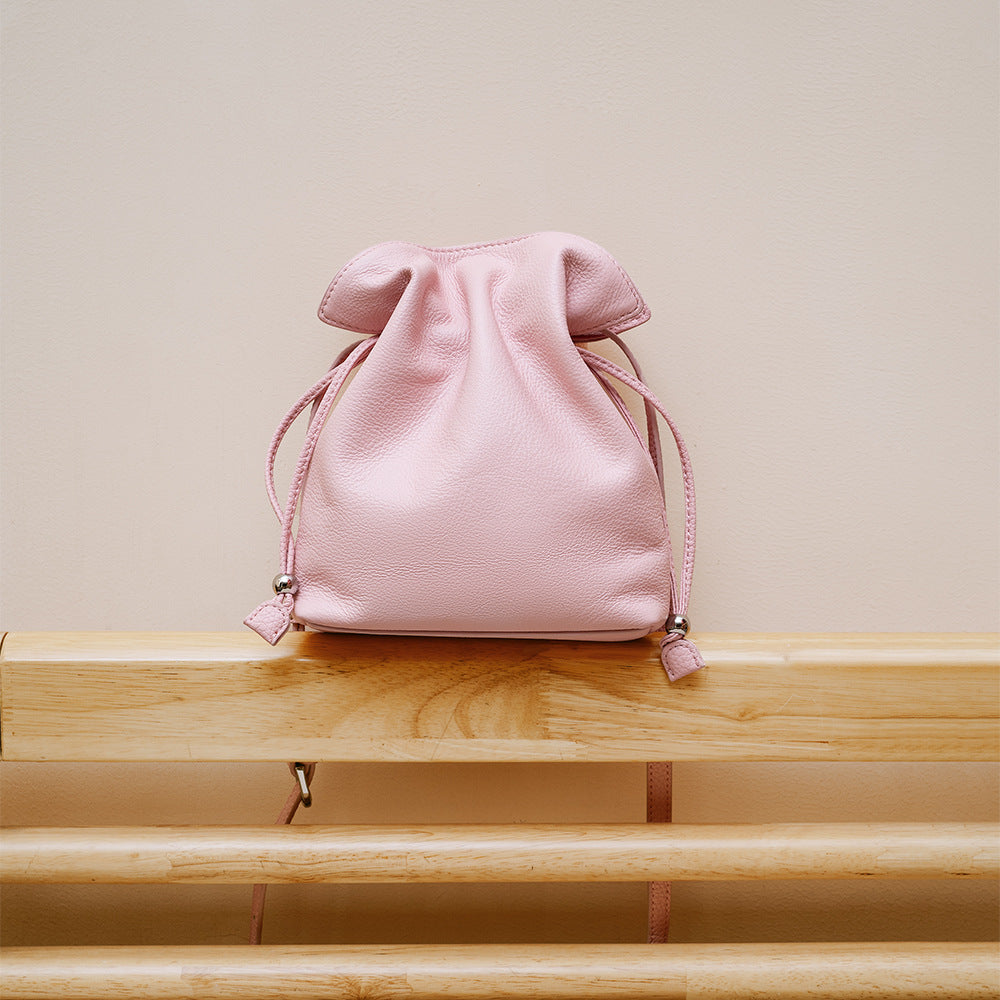 Women's Drawstring Cloud Mobile Genuine Leather Lucky Women's Shoulder Bag