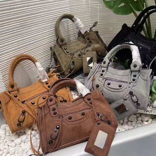 Version Rivet Motorcycle Frosted Genuine Leather Bags