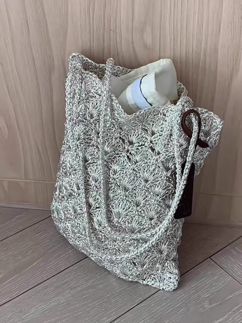 Women's Shell Crocheted Exquisite Niche Bright Sier Women's Shoulder Bag