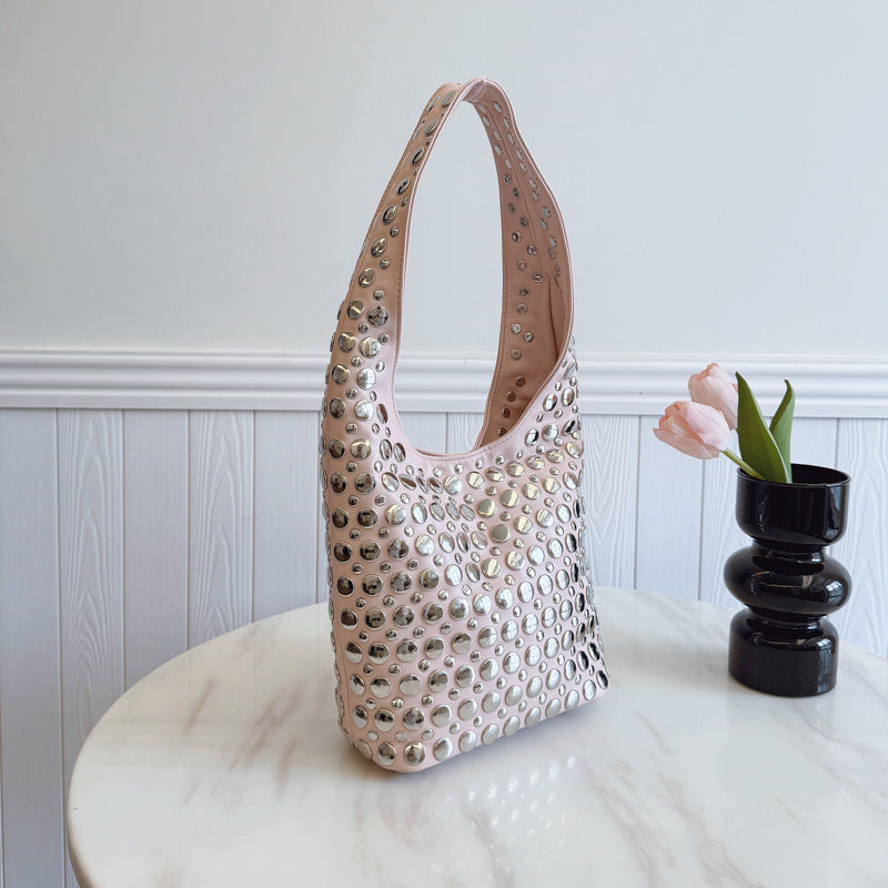 About Posture Leisure Cool Personality Dot Rivet Women's Shoulder Bag