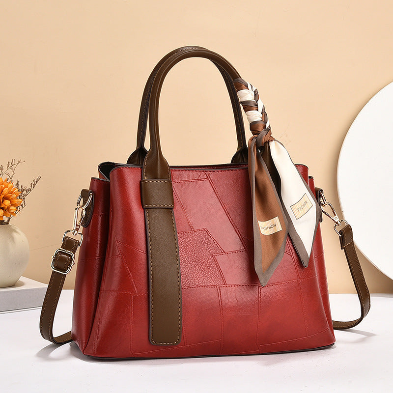 Elegant Women's Stitching Fashion Trendy Mom Women's Shoulder Bag